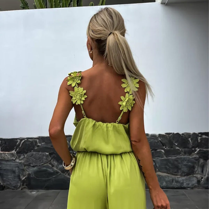 Ärmelloser Jumpsuit mit weitem Bein für Damen