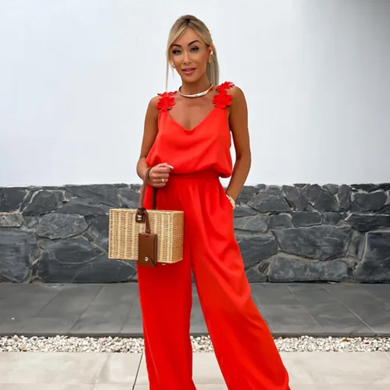 Ärmelloser Jumpsuit mit weitem Bein für Damen