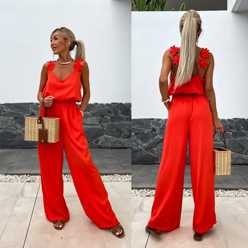 Ärmelloser Jumpsuit mit weitem Bein für Damen