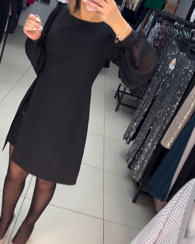 49%Rabatte💥Schlichtes, elegantes, sexy, seidiges Langarmkleid