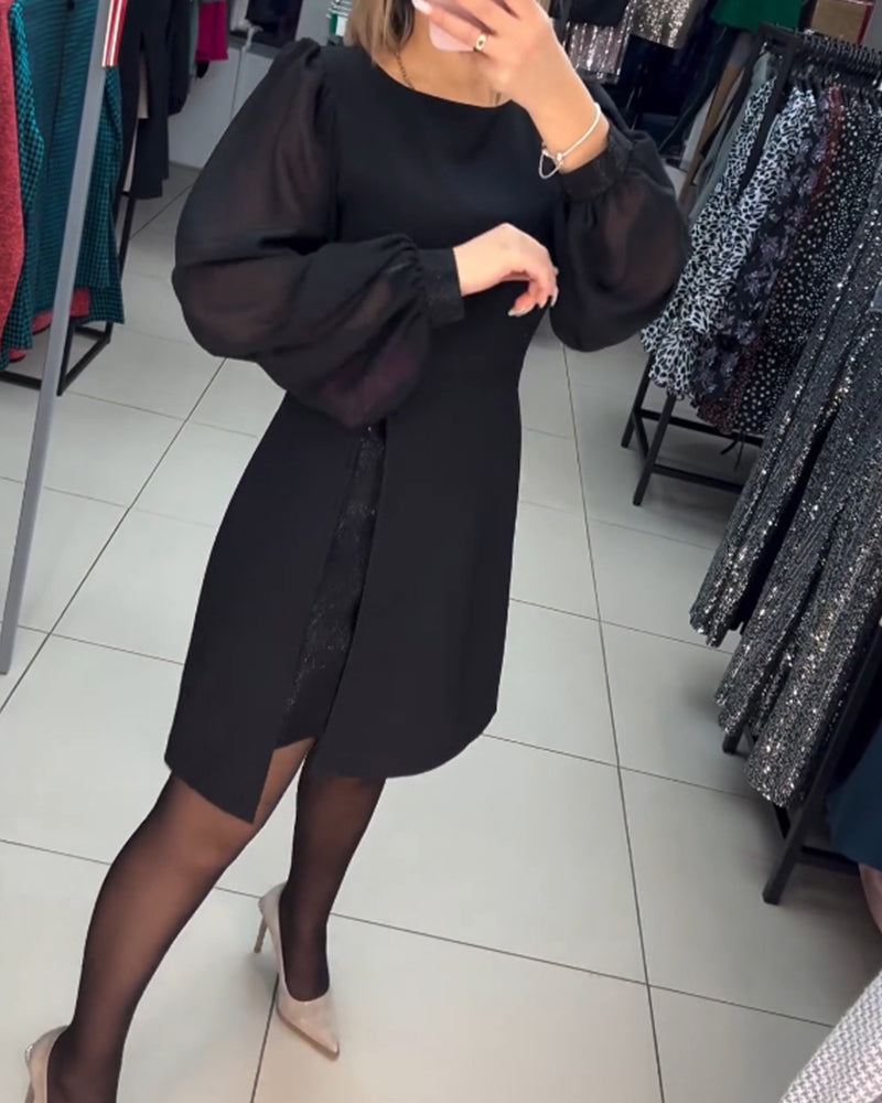 49%Rabatte💥Schlichtes, elegantes, sexy, seidiges Langarmkleid