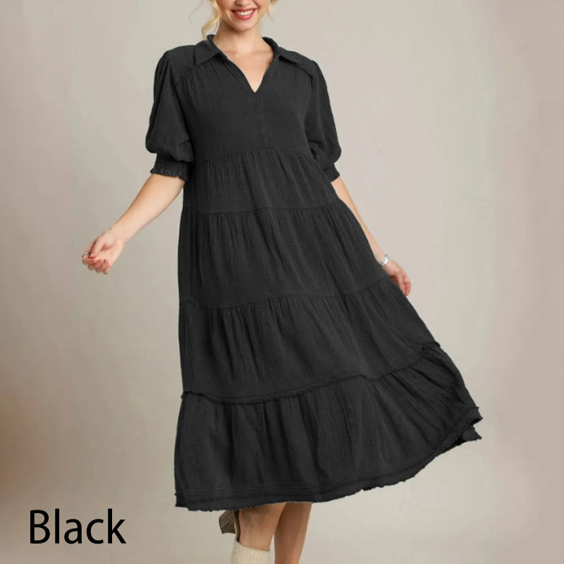 MAXIKLEID MIT V-AUSSCHNITT UND STUFENDESIGN FÜR DAMEN (KAUFEN SIE 2, KOSTENLOSER VERSAND)