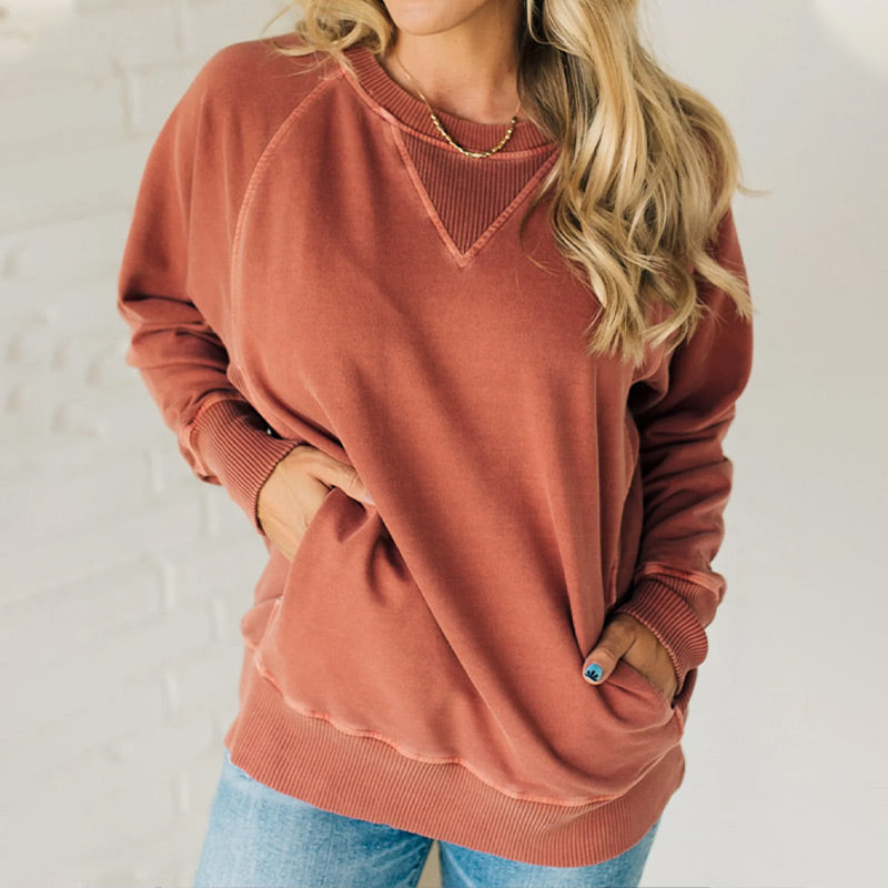 Damen-Pullover mit Taschen und Rippenmuster