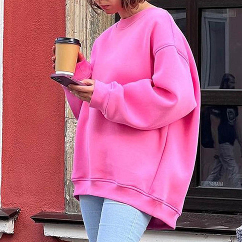 Übergroßes einfarbiges Sweatshirt mit Rundhalsausschnitt