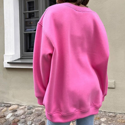 Übergroßes einfarbiges Sweatshirt mit Rundhalsausschnitt