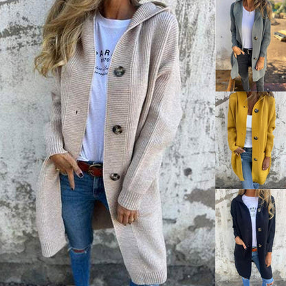 🥳Heißer Verkauf 49% Rabatt🌸Knopfstrickjacke mit Kapuze für Frauen