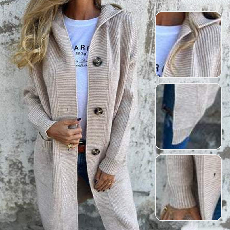 🥳Heißer Verkauf 49% Rabatt🌸Knopfstrickjacke mit Kapuze für Frauen