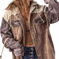Lässige Cordjacke mit Kapuze und Farbblockdesign für Damen