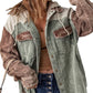 Lässige Cordjacke mit Kapuze und Farbblockdesign für Damen