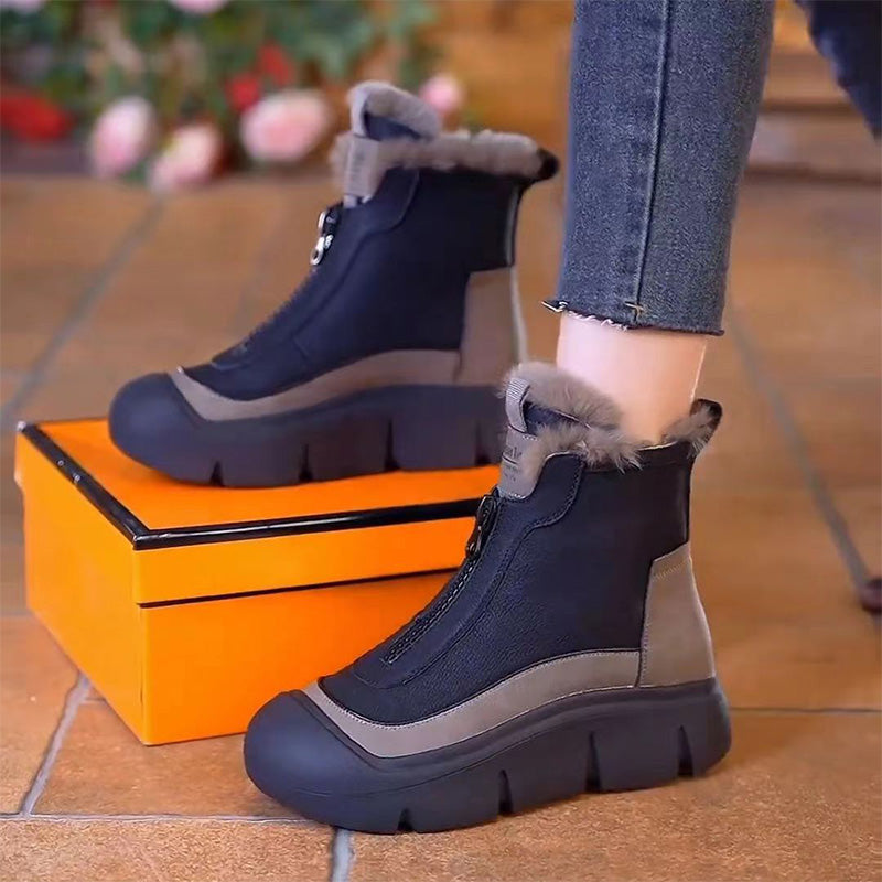 Wasserdichte, warme Schneestiefel mit Reißverschluss für Damen