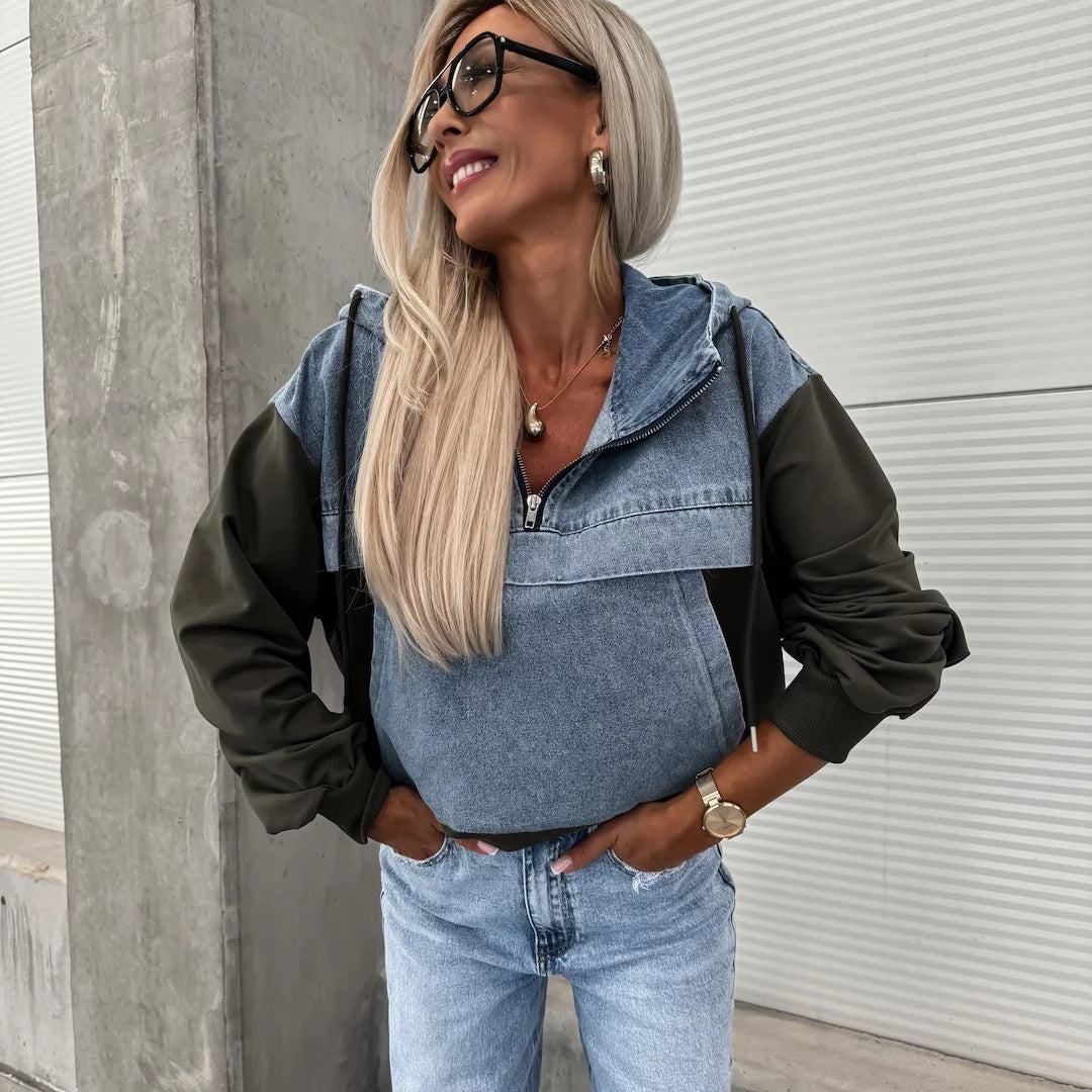 🔥HEISSER VERKAUF 49% - Damen-Jeansjacke mit Kapuze und Kordelzug