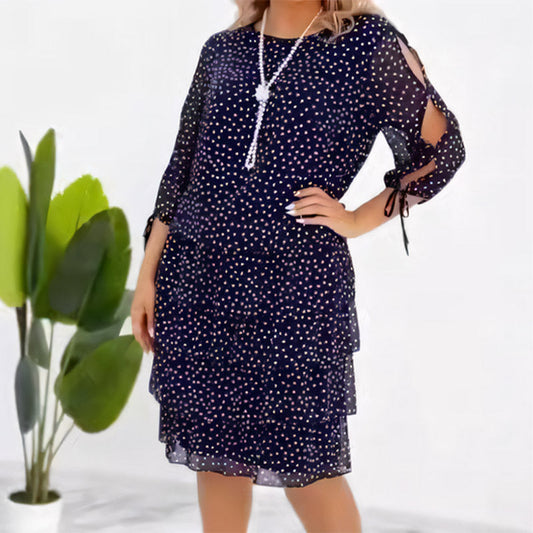 ✨ Lässiges, bedrucktes Swing-Kleid mit mehreren Lagen für Damen