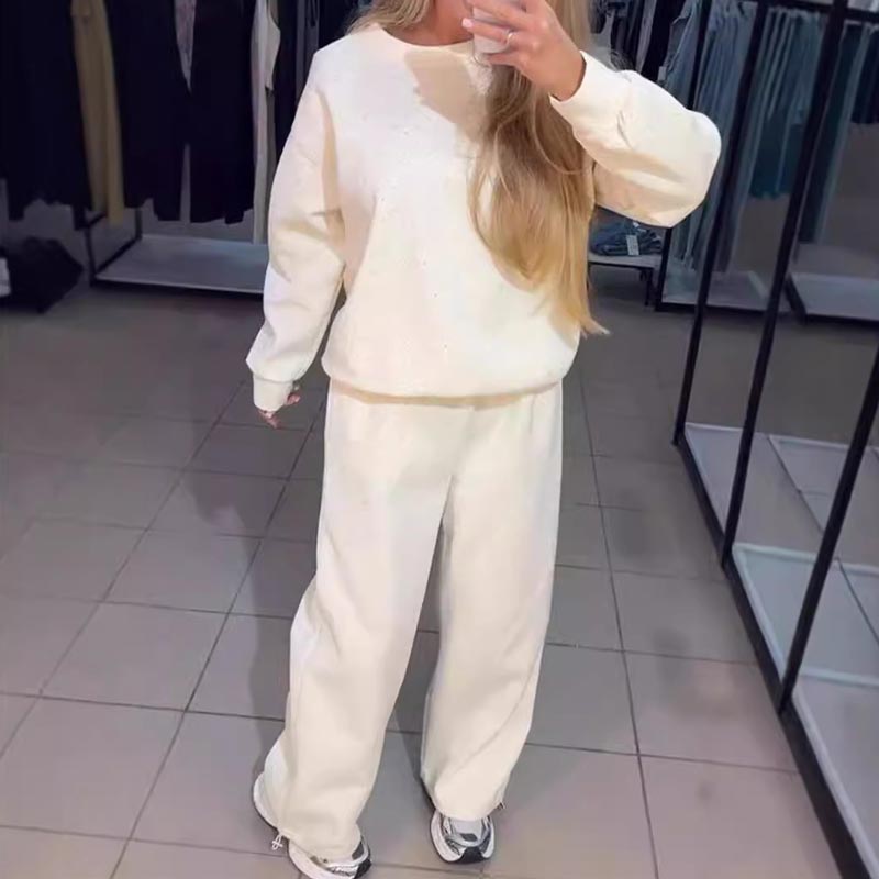 ✨2-teiliges Set aus lässigem Sport-Sweatshirt mit Rundhalsausschnitt und Jogginghose für Damen