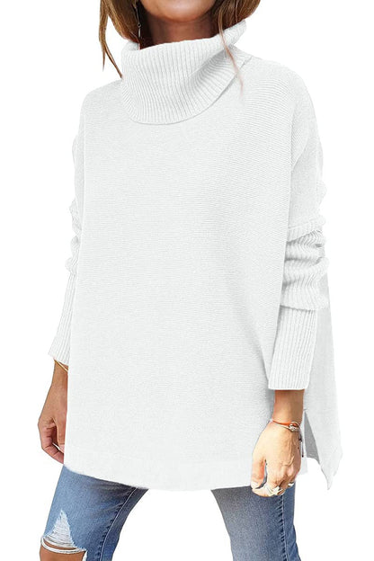 Damen Rollkragenpullover mit übergroßem Saum und Strickpullover