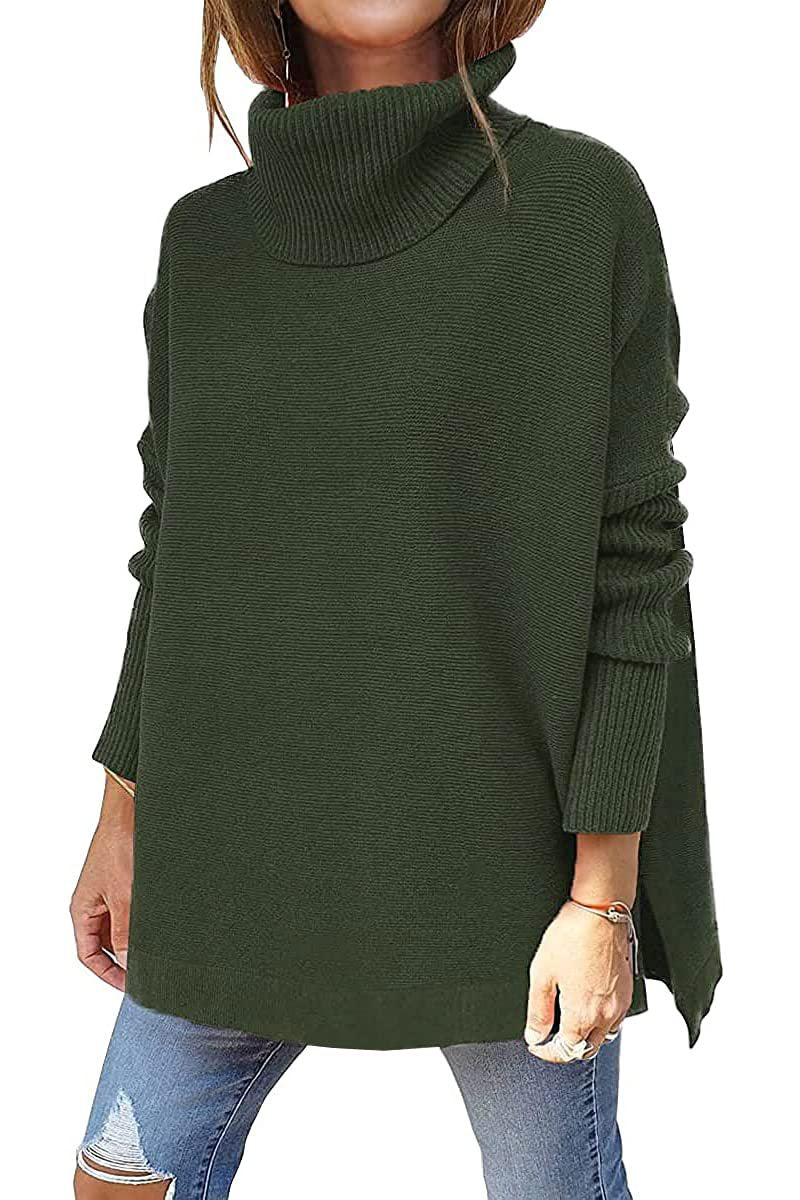 Damen Rollkragenpullover mit übergroßem Saum und Strickpullover