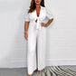 Einfarbiger, plissierter Jumpsuit für Damen