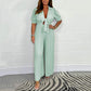 Einfarbiger, plissierter Jumpsuit für Damen