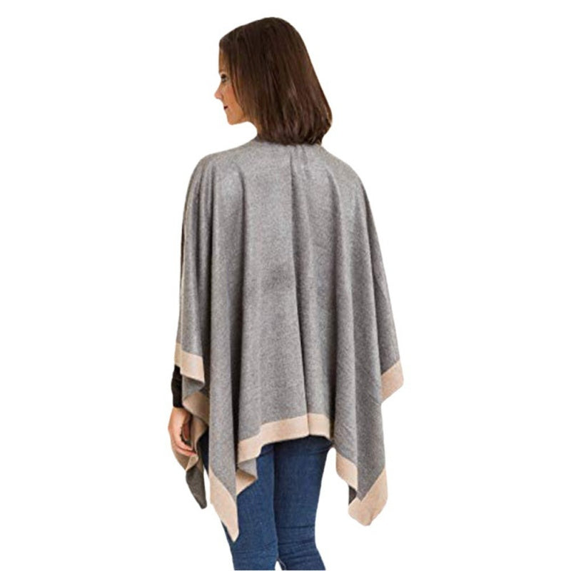 ✨Neu eingetroffen✨Eleganter Poncho-Wickel in Farbblock-Optik für Herbst und Winter