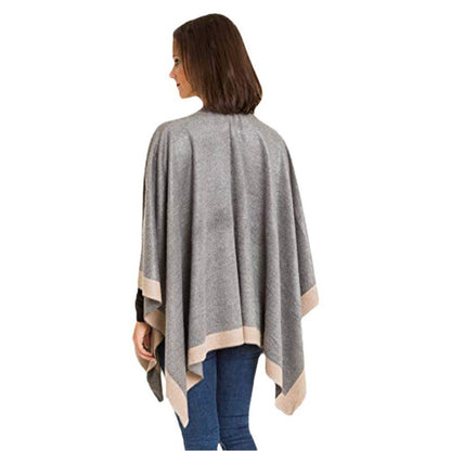 ✨Neu eingetroffen✨Eleganter Poncho-Wickel in Farbblock-Optik für Herbst und Winter