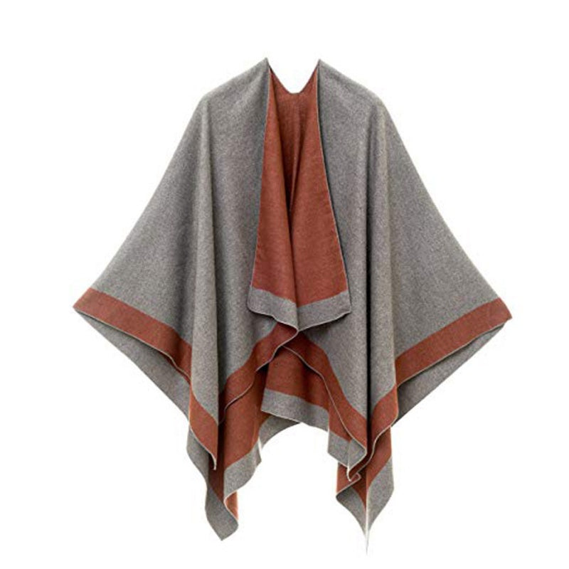 ✨Neu eingetroffen✨Eleganter Poncho-Wickel in Farbblock-Optik für Herbst und Winter