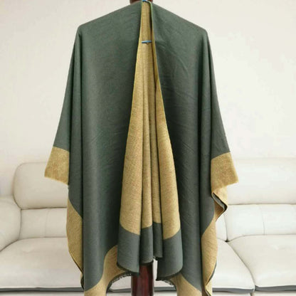 ✨Neu eingetroffen✨Eleganter Poncho-Wickel in Farbblock-Optik für Herbst und Winter