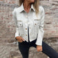 Button-Down-Utility-Jacke aus Wildlederimitat für Damen