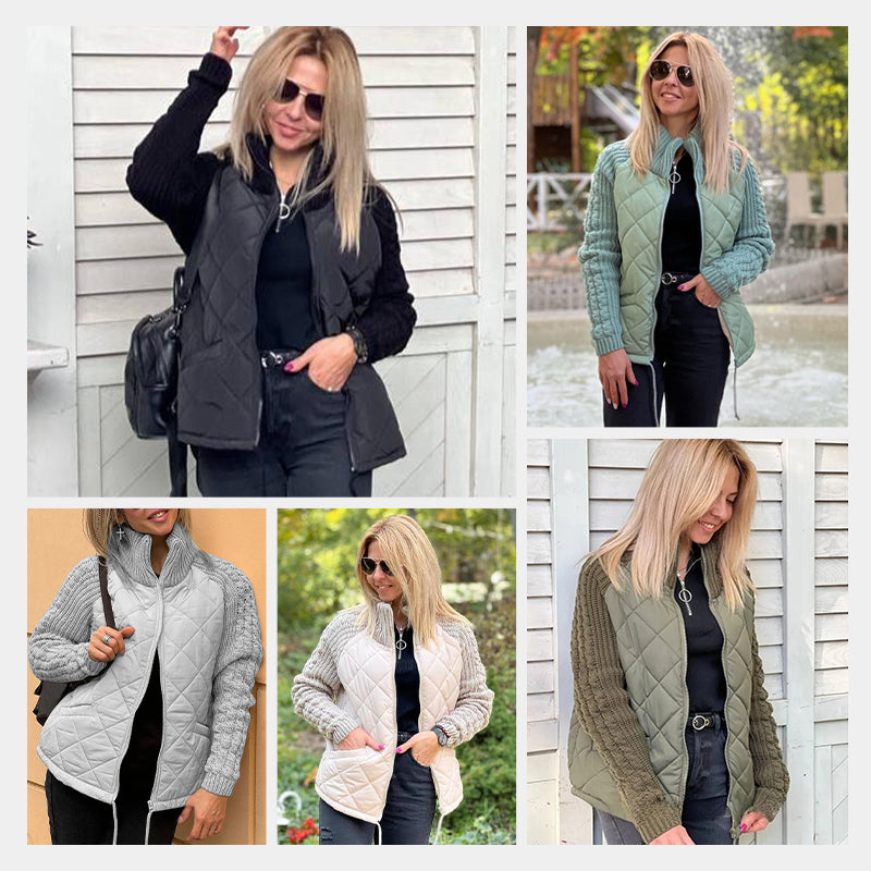 🎁Weihnachtsverkauf☃️2025 Neue bauschige Patchwork-Strickjacke für Damen