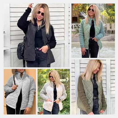 🎁Weihnachtsverkauf☃️2025 Neue bauschige Patchwork-Strickjacke für Damen