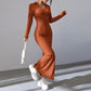 Bodycon-Strickkleid mit V-Ausschnitt