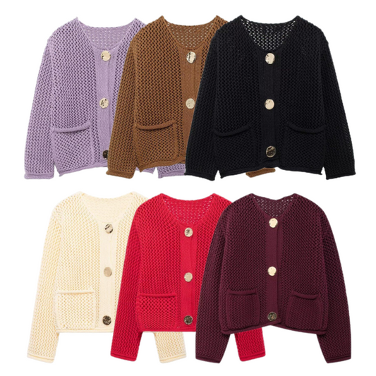 🎁2025 Ultraentspannte Atmosphäre: Exklusive Strickjacke mit Lochmuster✨