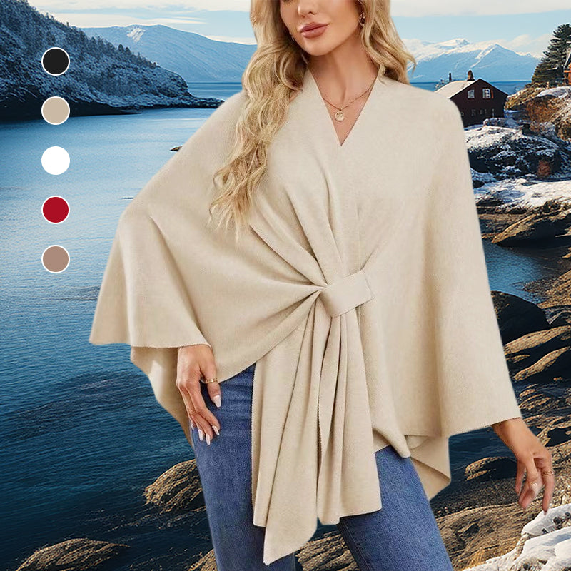 49 % Rabatt💥💕Eleganter, weicher Poncho-Pullover mit offener Vorderseite und Schalkragen💃💃