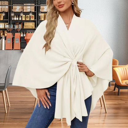 49 % Rabatt💥💕Eleganter, weicher Poncho-Pullover mit offener Vorderseite und Schalkragen💃💃