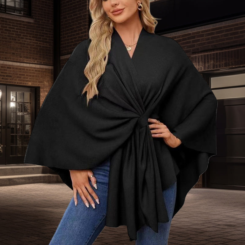 49 % Rabatt💥💕Eleganter, weicher Poncho-Pullover mit offener Vorderseite und Schalkragen💃💃