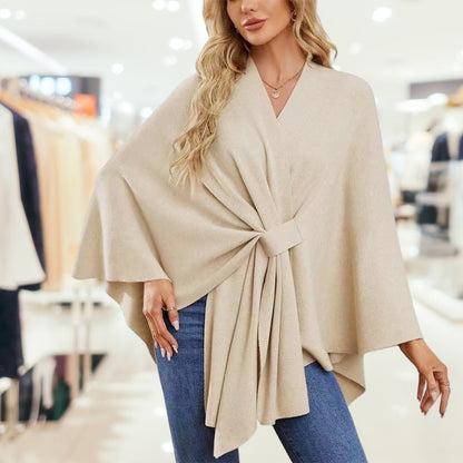 49 % Rabatt💥💕Eleganter, weicher Poncho-Pullover mit offener Vorderseite und Schalkragen💃💃