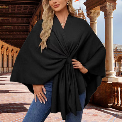 49 % Rabatt💥💕Eleganter, weicher Poncho-Pullover mit offener Vorderseite und Schalkragen💃💃