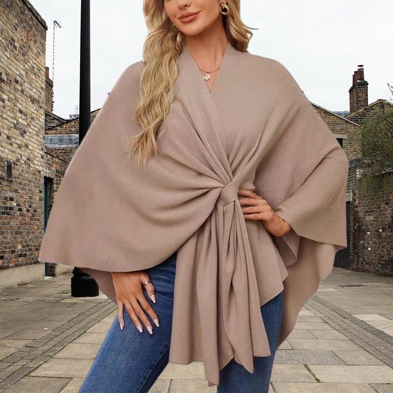 49 % Rabatt💥💕Eleganter, weicher Poncho-Pullover mit offener Vorderseite und Schalkragen💃💃