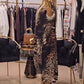 💃Heißer Verkauf 49% RABATT🎁 Herbstkleid mit V-Ausschnitt und Leopardenmuster und lockerem Print