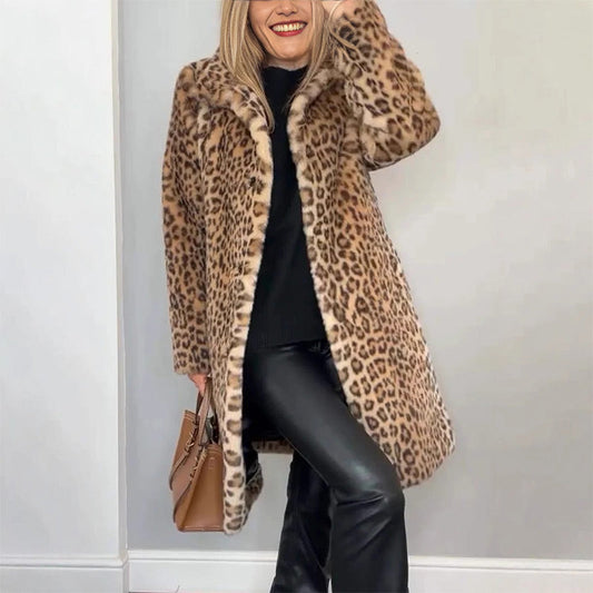 ✨49% Rabatt💖Damen-Mittellange Jacke mit Leopardenmuster✈️ Kostenloser Versand