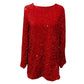 🎅Weihnachts-Specials 49%🎀Langärmliges, lockeres Paillettenkleid mit Raffung