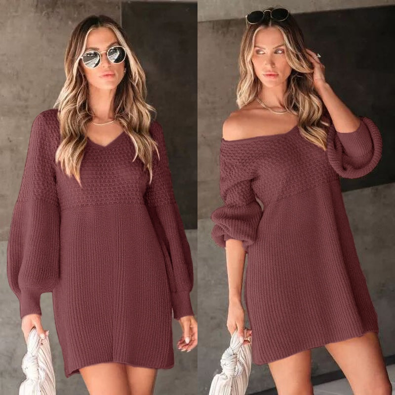 Women's Retro Red Sweater Dress