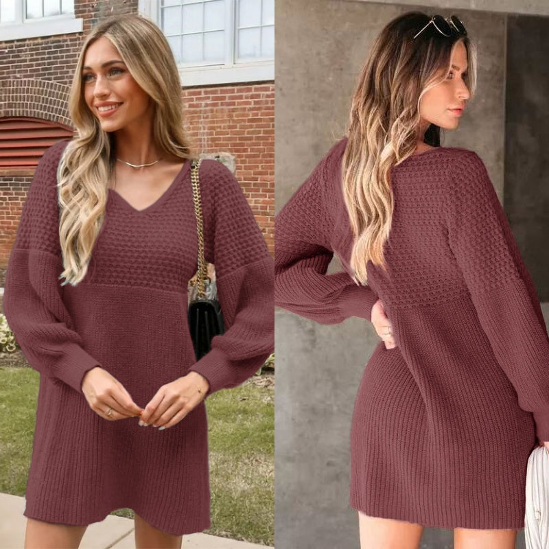 Women's Retro Red Sweater Dress