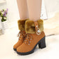 🍁Herbst-/Winter-Sonderangebot: 49% Rabatt🍂Damen Stiefeletten mit Plüsch-Reißverschluss und dickem Absatz