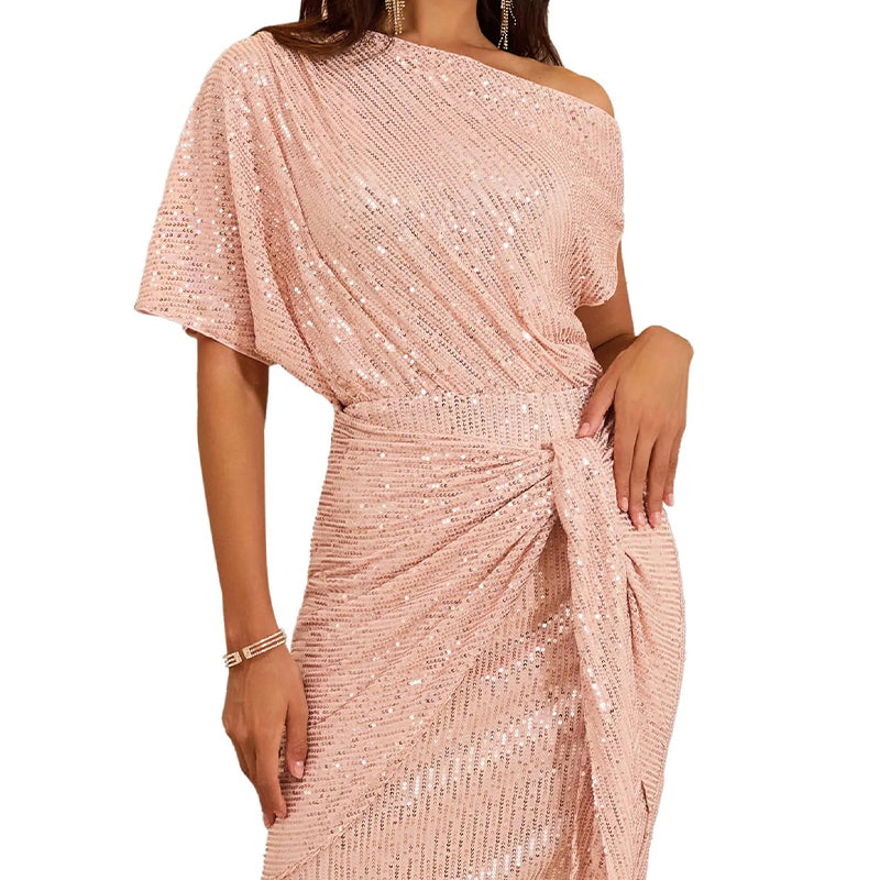 💃49% RABATT💖Party- und Clubkleid mit One-Shoulder-Träger und funkelnden Pailletten für Damen✨