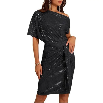 💃49% RABATT💖Party- und Clubkleid mit One-Shoulder-Träger und funkelnden Pailletten für Damen✨