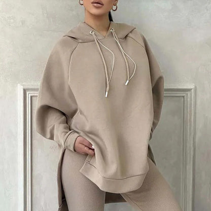 🎅49% Rabatt - 2-teiliges Set aus Sweatshirts und Hosen mit Kapuze und Schlitz für Damen