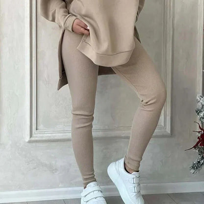 🎅49% Rabatt - 2-teiliges Set aus Sweatshirts und Hosen mit Kapuze und Schlitz für Damen