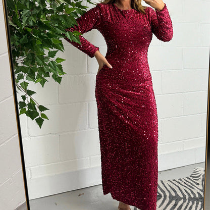 💃🏻Glitzerndes rückenfreies langärmeliges Kleid🔥Kostenlose Lieferung🔥