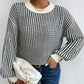 🍂Strickpullover mit Rippenmuster und Rundhalsausschnitt für Damen