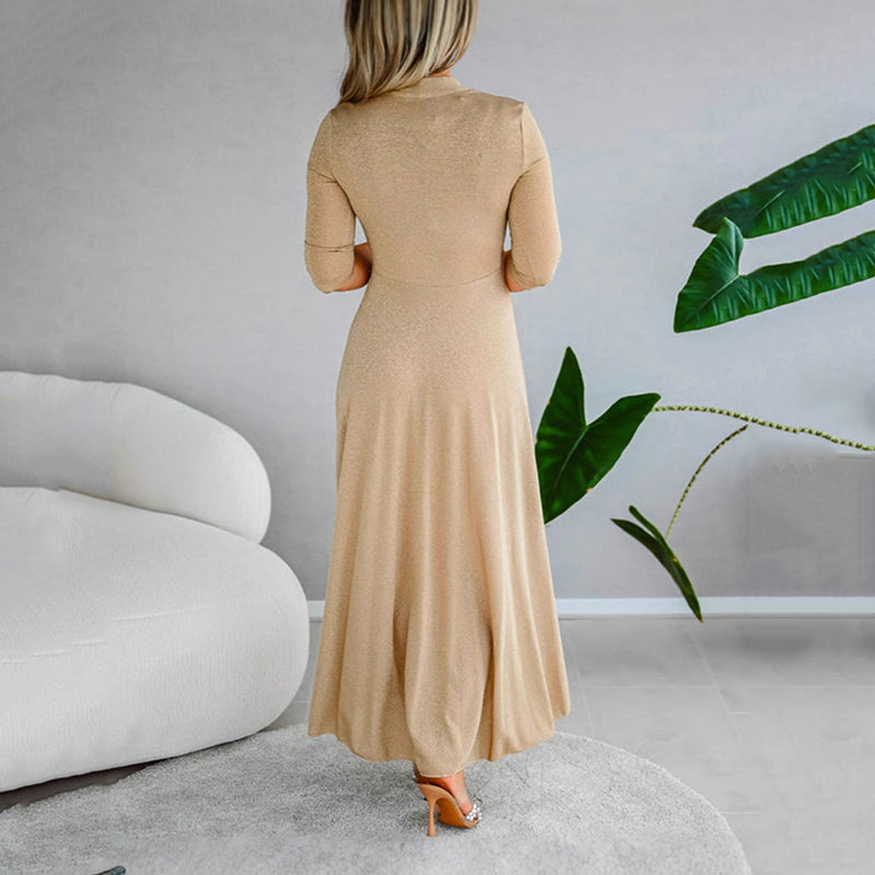 ✨Elegantes schimmerndes Kleid mit überkreuztem V-Ausschnitt für Damen