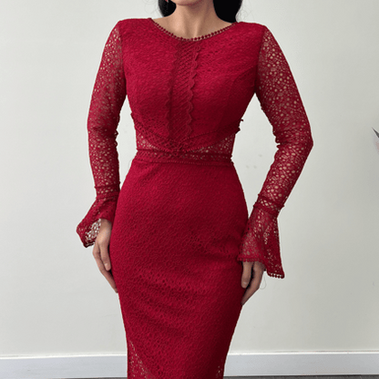 🌹Langärmliges Bleistiftkleid aus Spitze für Damen👗